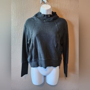 Forever21 Cropped Hoodie With Mesh Cut Outs